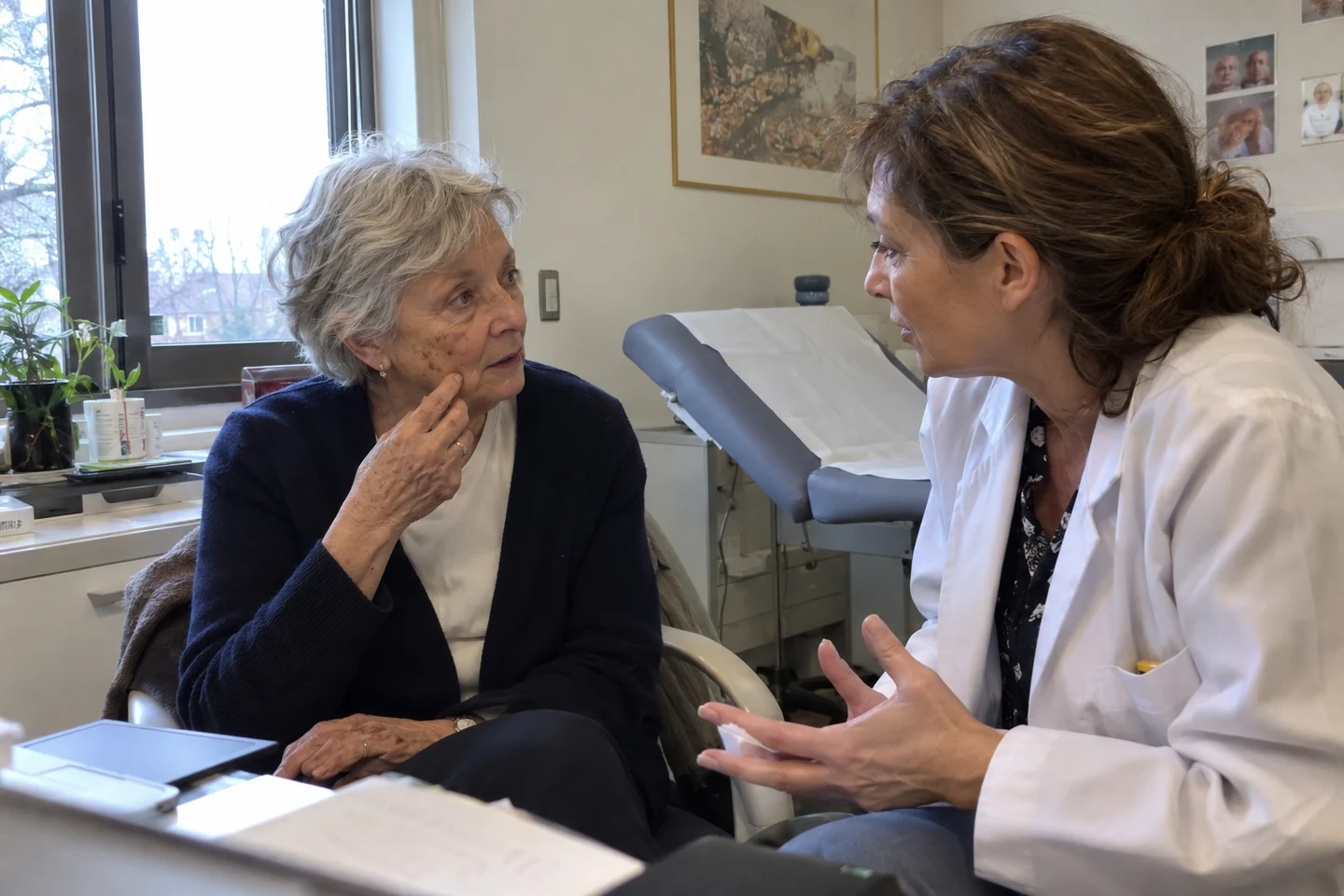 Une conversation en cabinet permet de présenter une question sur le visage
