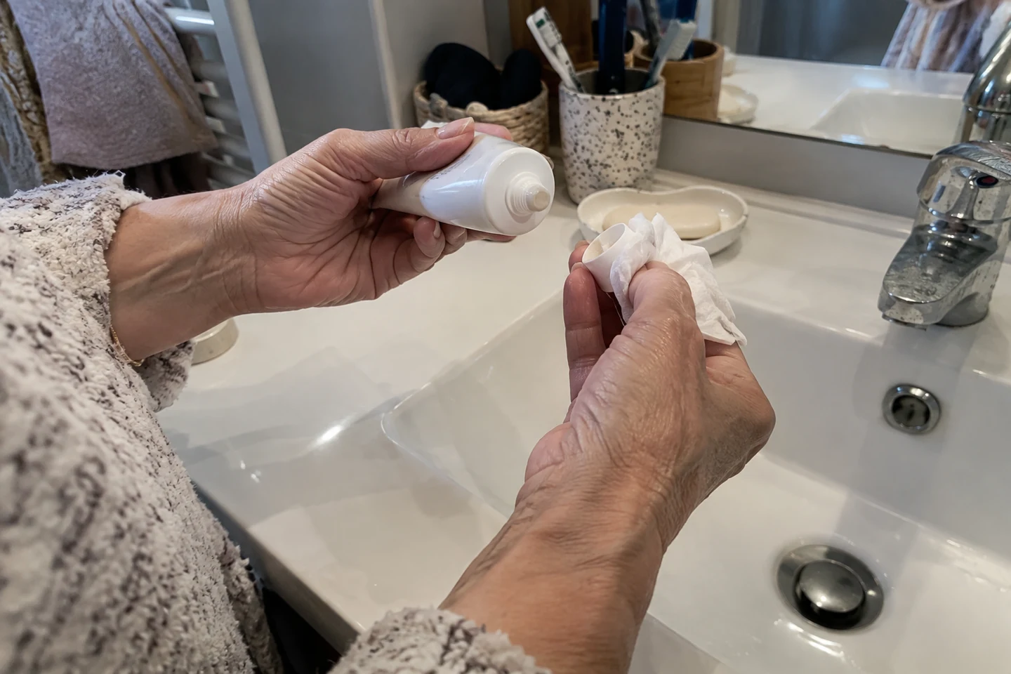 Nettoyage de l’extérieur d’un bouchon de crème
