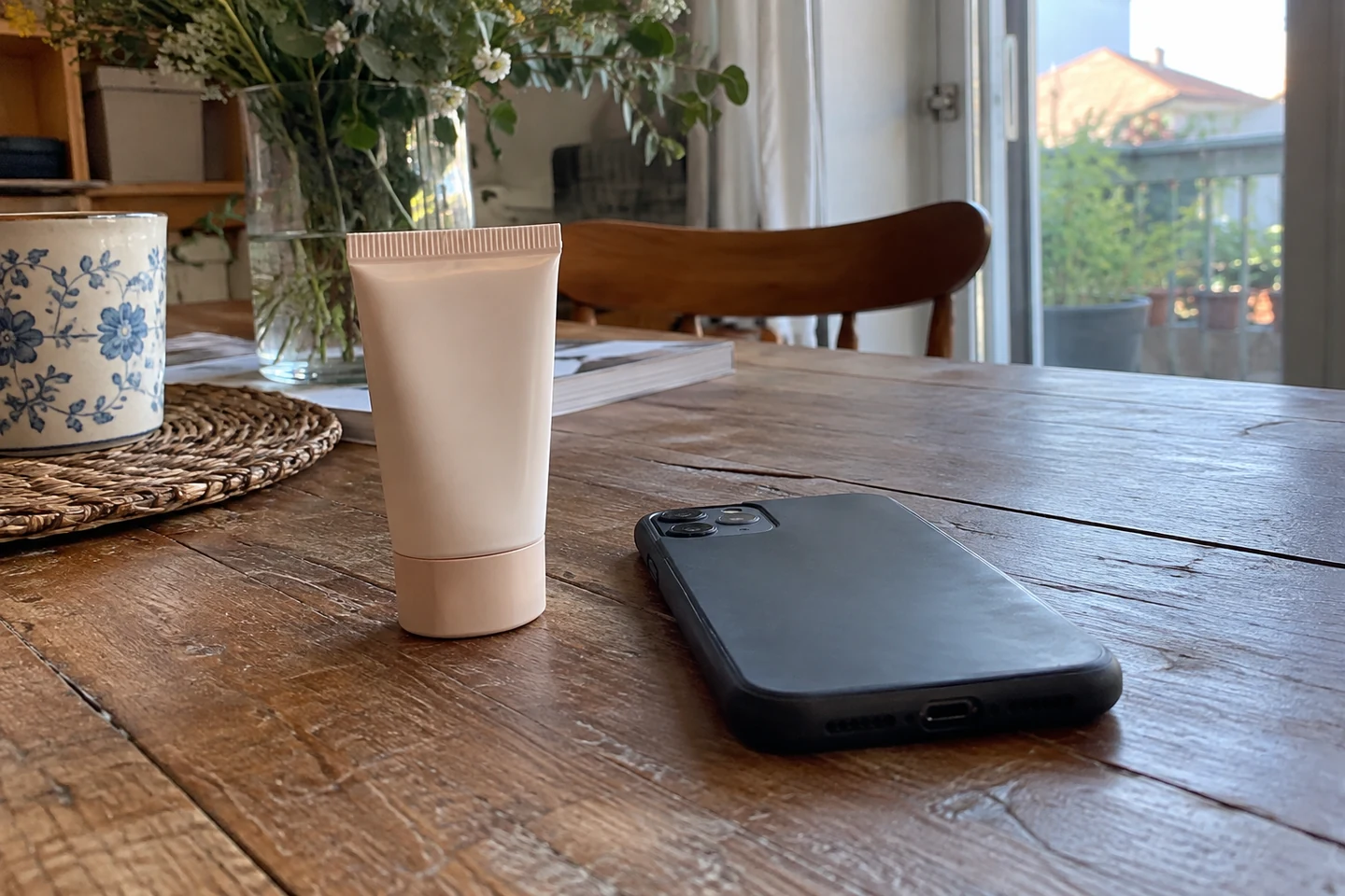 Tube et téléphone prêts pour poser une question sur un produit